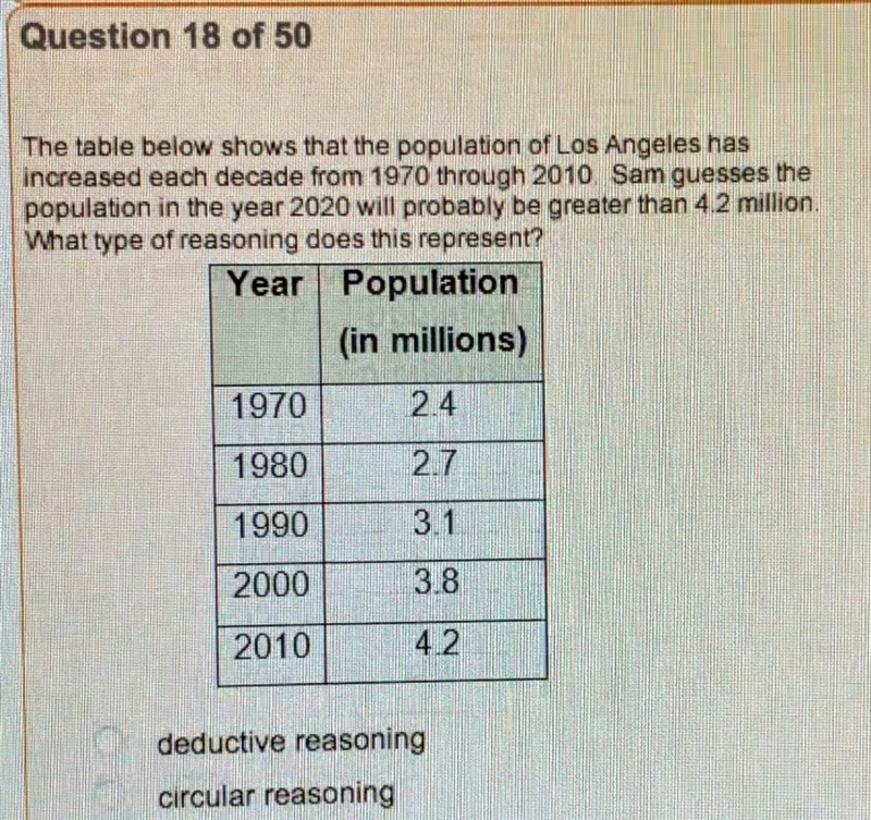 A. Deductive reasoning B. Circular reasoning C. Inductive reasoning-example-1