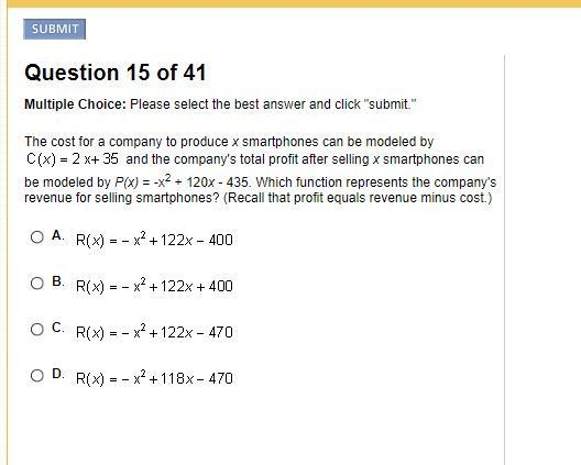 (HELP PLEASE) The cost for a company to produce x smartphones can be modeled by C-example-1