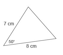 The figure shows the dimensions of a sail for a model boat. What is the area of this-example-1