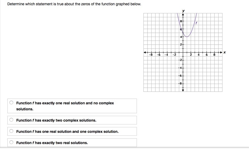 Determine which statement is true about the zeros of the function graphed below.-example-1