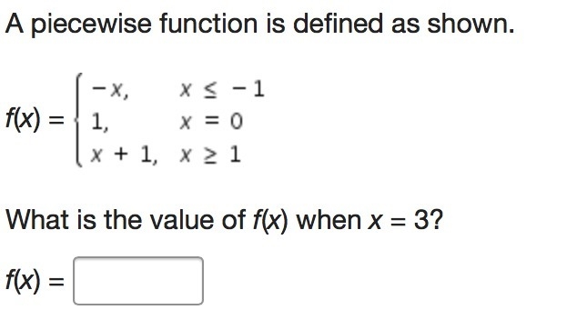 ASAP I AM TIMED A piecewise function is defined as shown. f(x) = What is the value-example-1