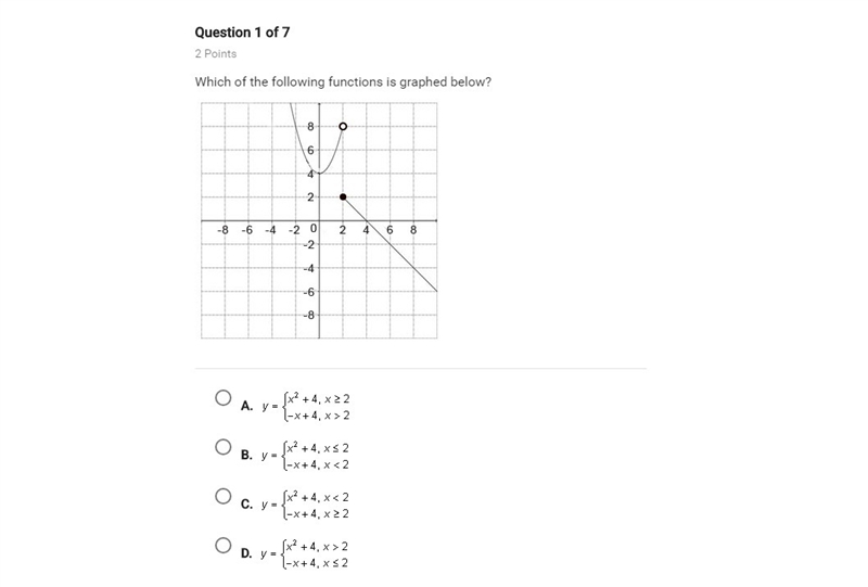 Which of the following is graphed below?-example-1