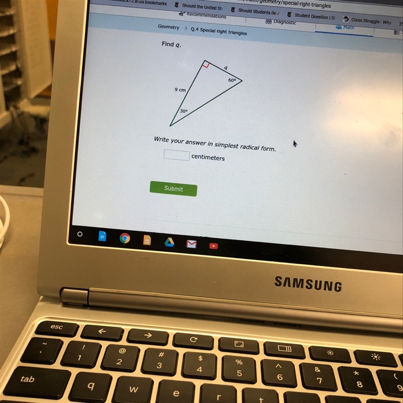 What is q? For this 30 and 60, 90 angle?-example-1