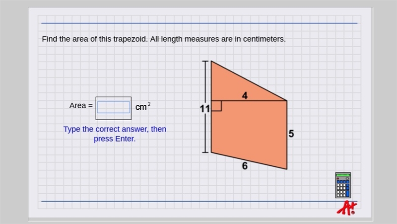 Find the area of this trapezoid. All length measures are in centimeters.-example-1