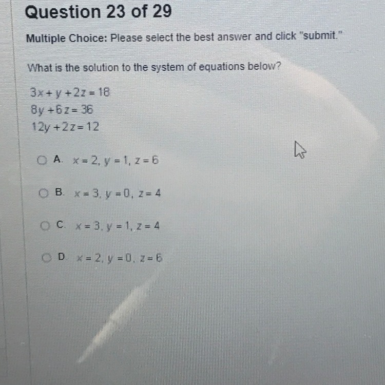 What is the solution to the system of equations below ?-example-1