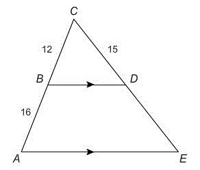 Which proportion can be used to find the measure of DE? 12/x = 16/15 12/16 = 15/x-example-1