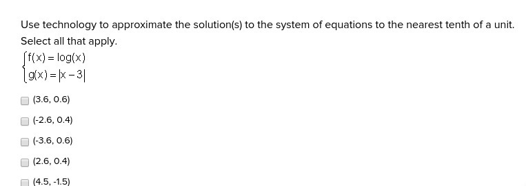 Use technology to approximate the solution(s) to the system of equations to the nearest-example-1