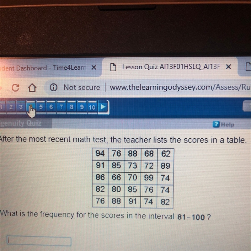 What is the frequency for the scores in the interval 81-100?-example-1