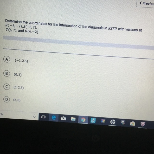 Determine the coordinates for the intersection of the diagonals in RSTU with vertices-example-1