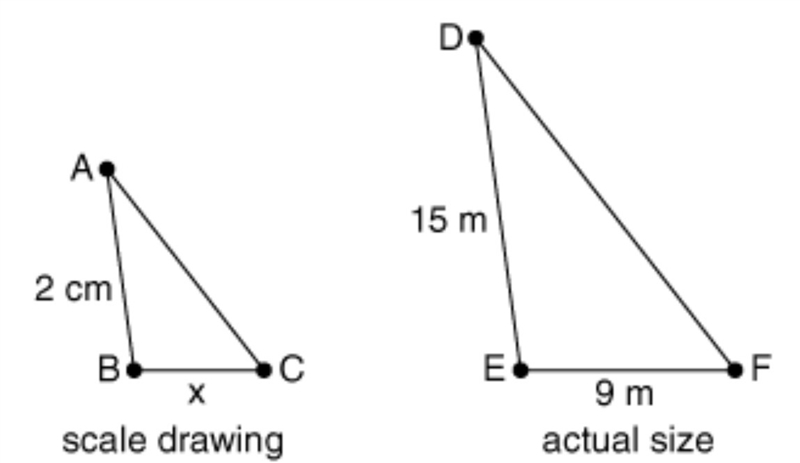 Find BC.( the value of ﻿x ) 1. 2.3 cm 2. 2 cm 3. 1.5 cm 4. 1.2 cm PLEASE HELP!!-example-1