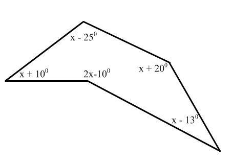 A) Find the value of x. b) Find the value of the exterior angle that is adjacent to-example-1