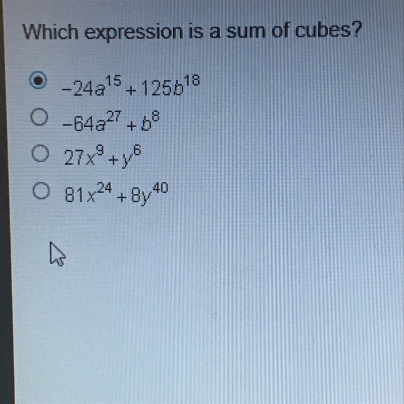 Which expression is a sum of cubes?-example-1