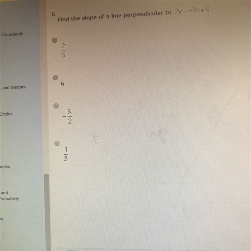 Find the slope of a line perpendicular to 2y= -8x +8-example-1