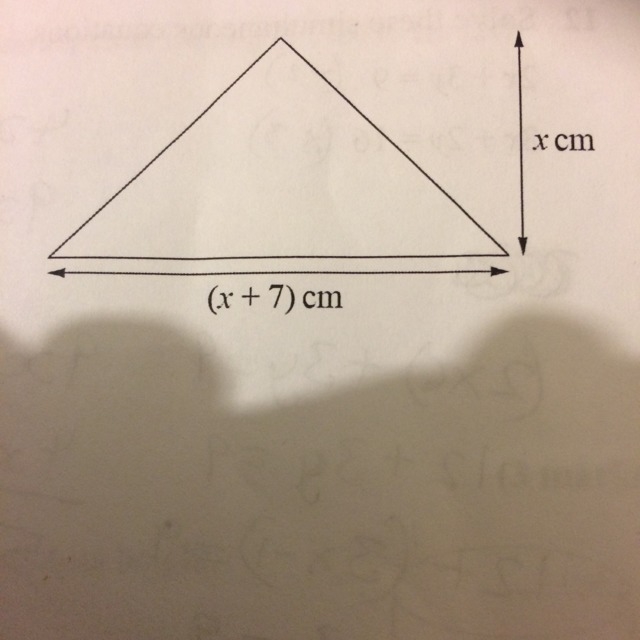 Write an expression for the area of this triangle-example-1