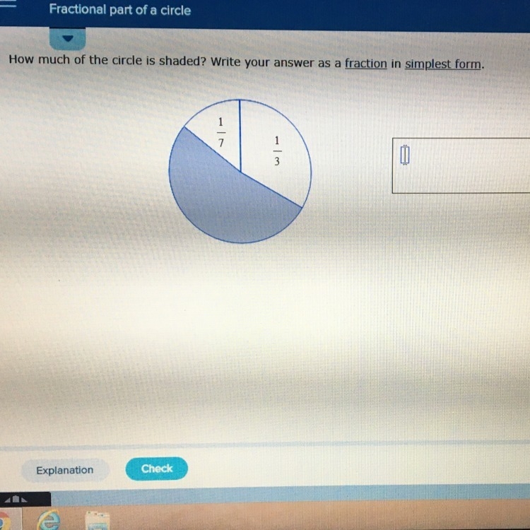 How much of the circle is shaded?!?-example-1