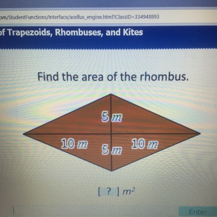 Help me find the area of the rhombus-example-1