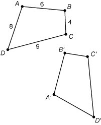 Figure A′B′C′D′ is the result of rotating ABCD. What is the measure of A′ B′? a) 6 b-example-1