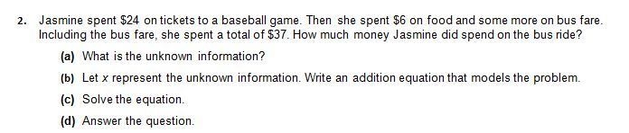 I NEED HELP ASAP!!! Jasmine spent $24 on tickets to a baseball game. Then she spent-example-1