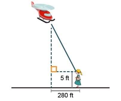 A helicopter flies 665 feet above ground. What is the measure of the angle of depression-example-1