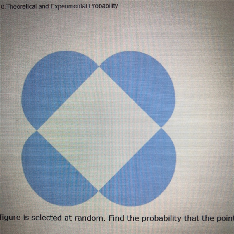 A point in the figure is selected at random. Find the probability that the point will-example-1