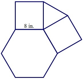 Part of a tiling design is shown. The center is a regular hexagon. A square is on-example-1