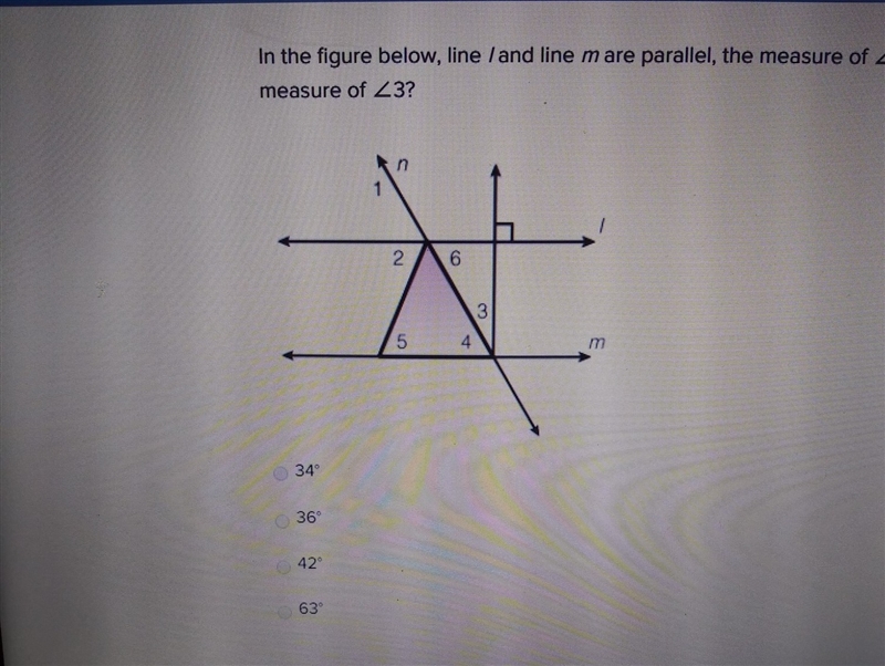 in the figure below, line l and line m are parallel the measure of angle one equals-example-1