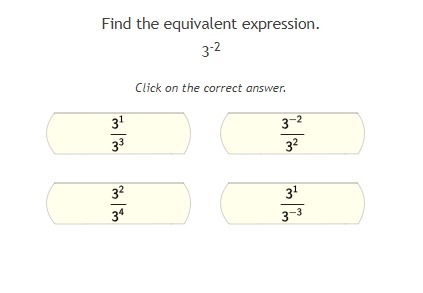 Find the equivalent expression of 3^-2-example-1