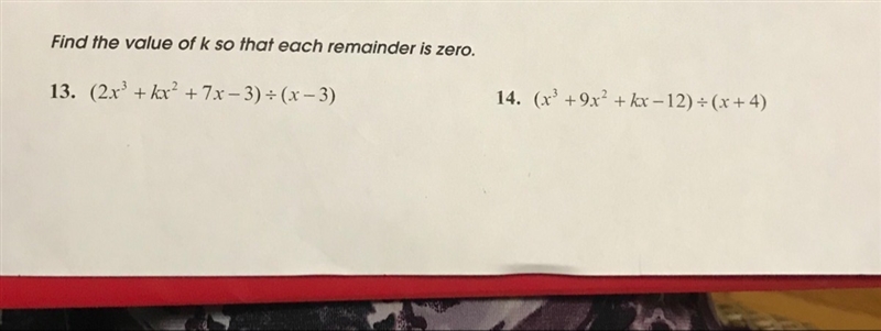 Algebra 2 help!! Find the value of k-example-1