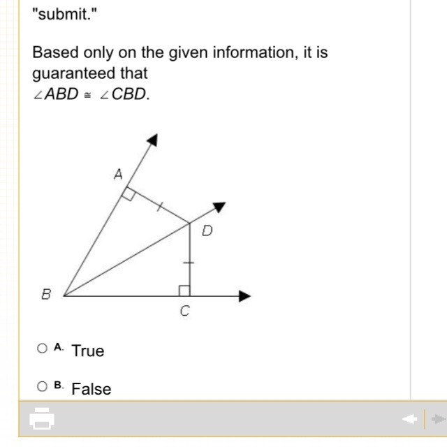 Based only on the given information is it Guaranteed that angle ABD is congruent to-example-1