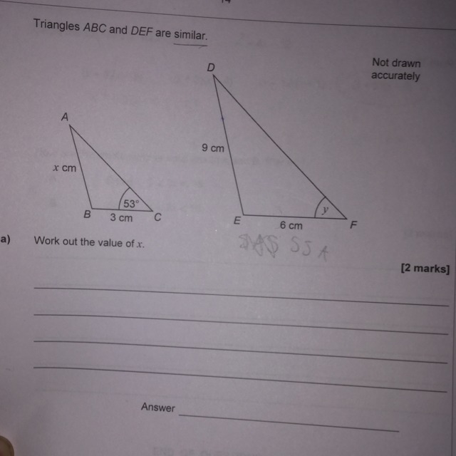 How would you work out the length of x?-example-1