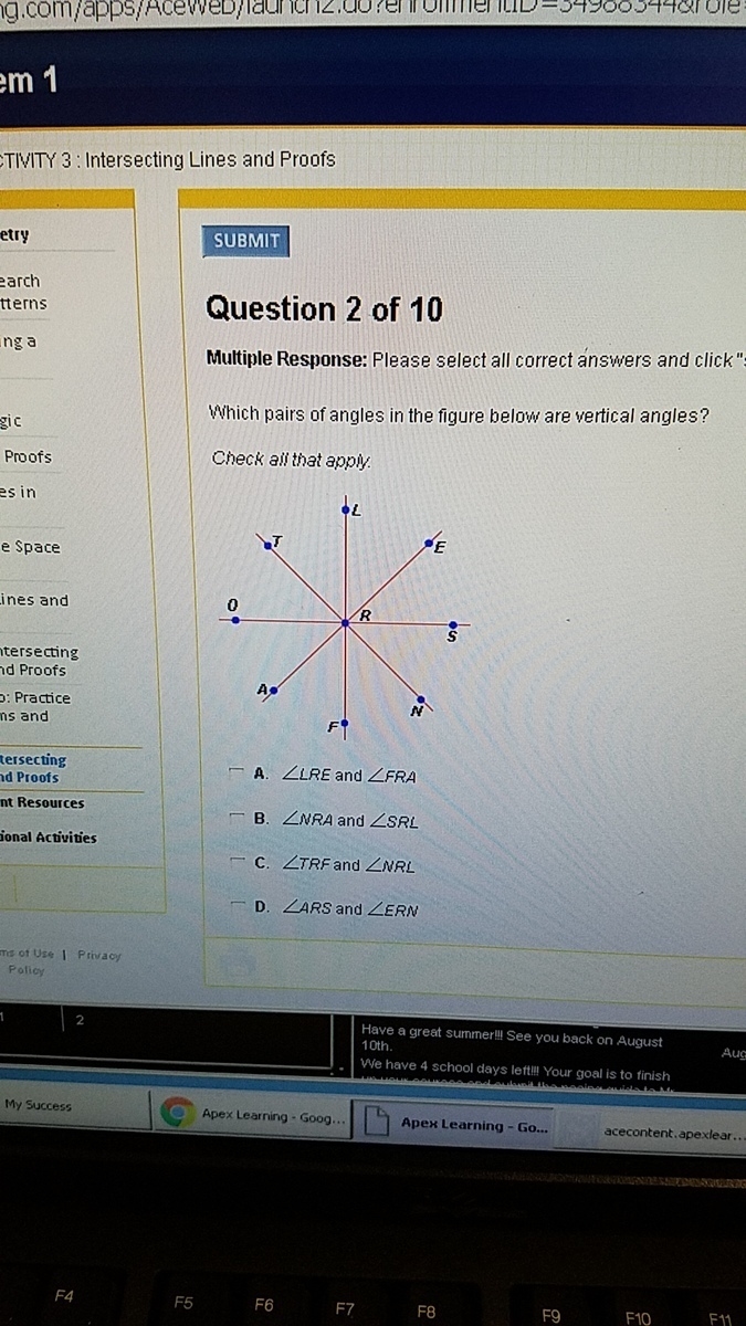 Which pairs of angles in the figures below are vertical angles.-example-1