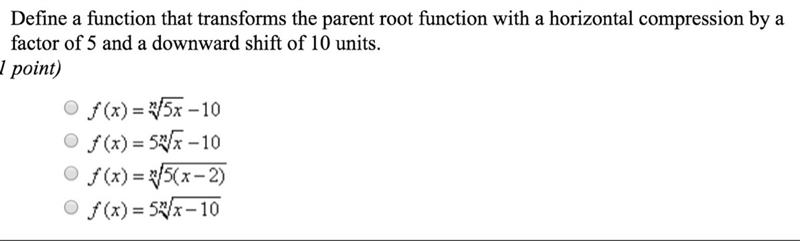 Define a function that transforms the parent root function with a horizontal compression-example-1