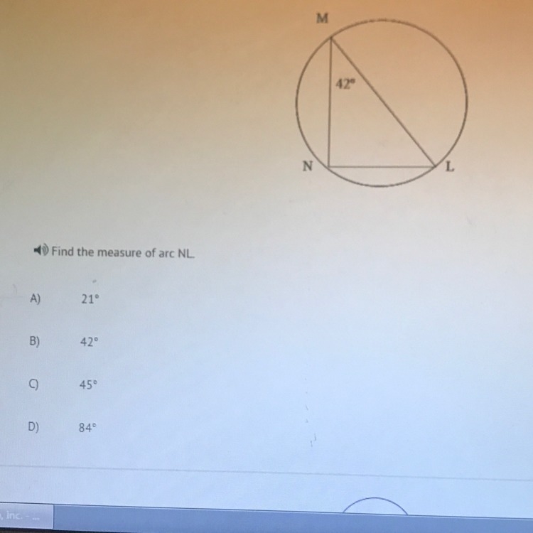 Fined the measure of arc NL-example-1