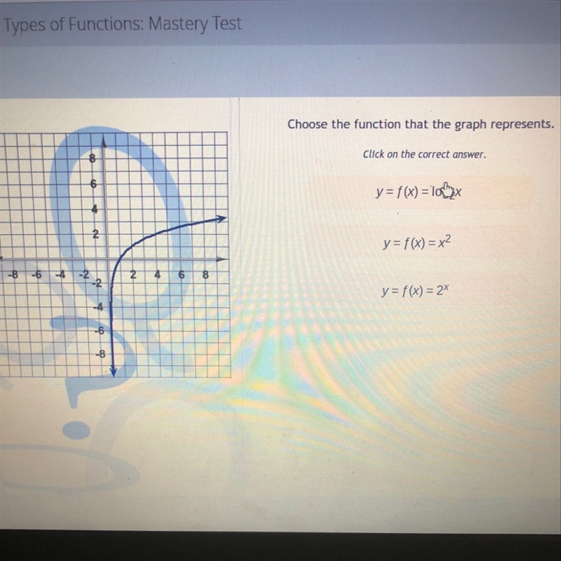 Choose the function that the graph represents-example-1