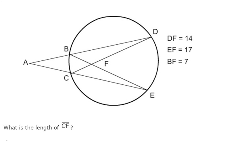 1. what is the length of cf A 8.5 B. 6.5 C. 12.3 D.9.8 2. what is the length of ac-example-1