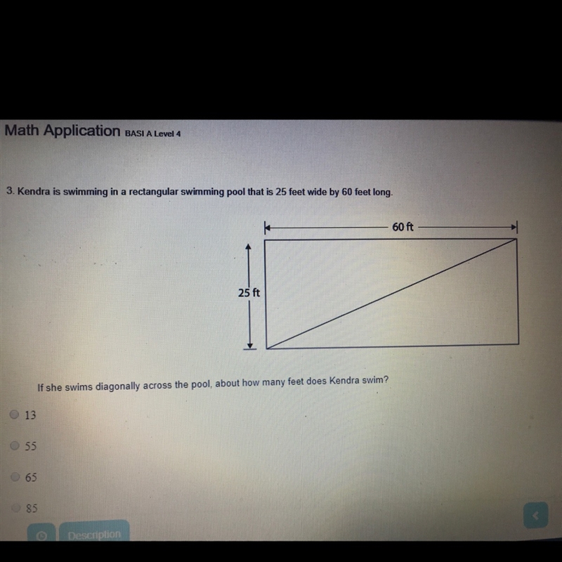 Kendra is swimming in a rectangular swimming pool that is 25 feet wide by 60 feet-example-1