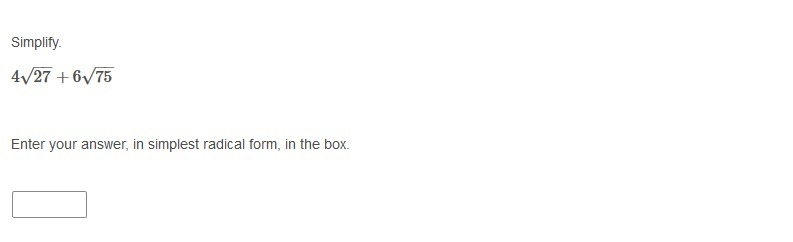 PLEASE HELP ASAP!!! CORRECT ANSWER ONLY PLEASE!! Simplify. 4√27 + 6√75-example-1