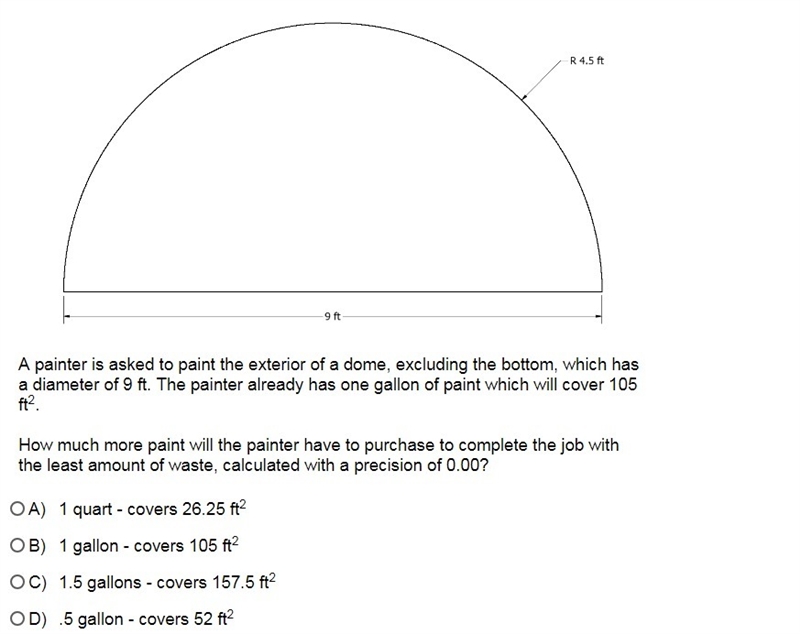 A painter is asked to paint the exterior of a dome, excluding the bottom, which has-example-1