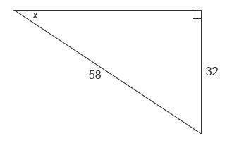 What is the degree measure of x in this triangle? Round only your final answer to-example-1