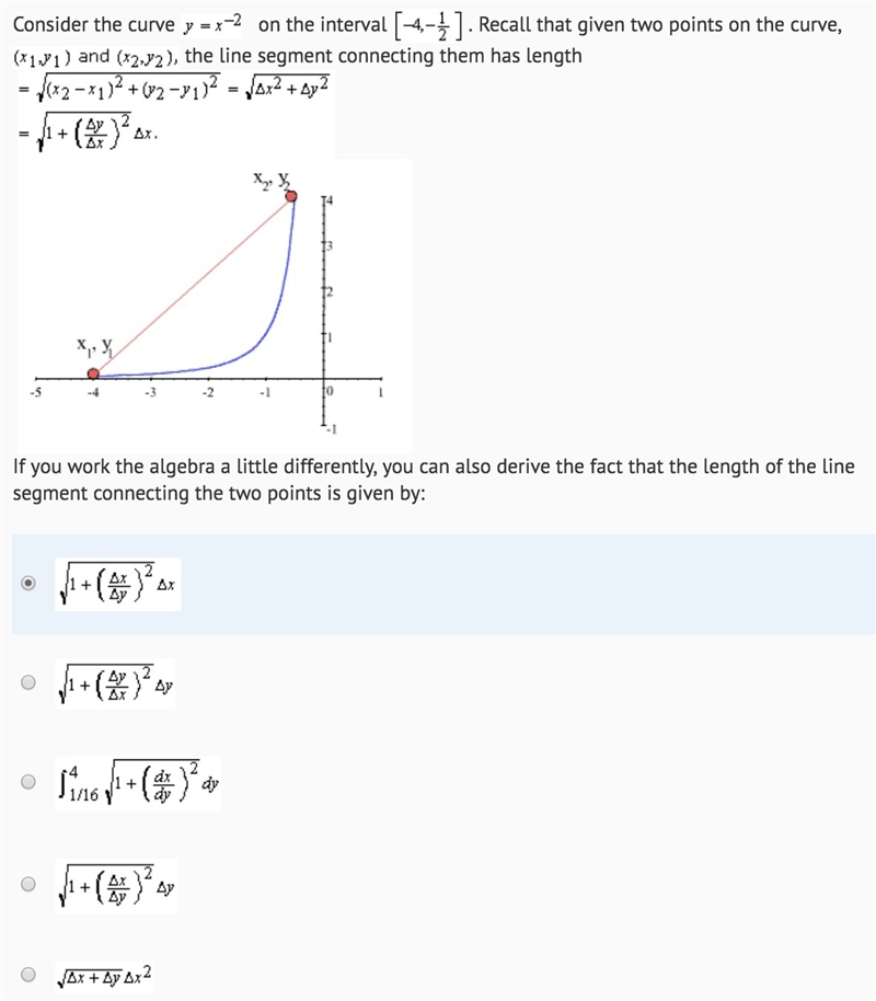 I need to answer three questions about y = x^(-2) on the interval [-4, -1/2]. I have-example-2