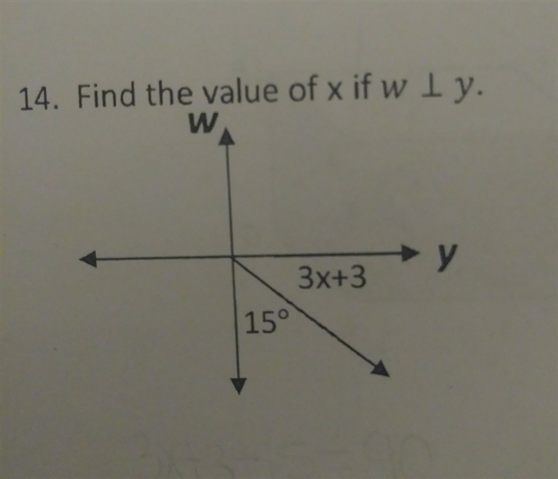 Find the value of x if w is perpendicular to y-example-1