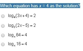 Which equation has x = 4 as the solution?-example-1