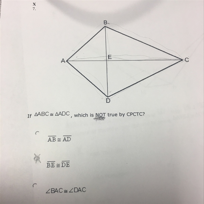 If ABC = ADC, which is NOT true by CPCTC ?-example-1