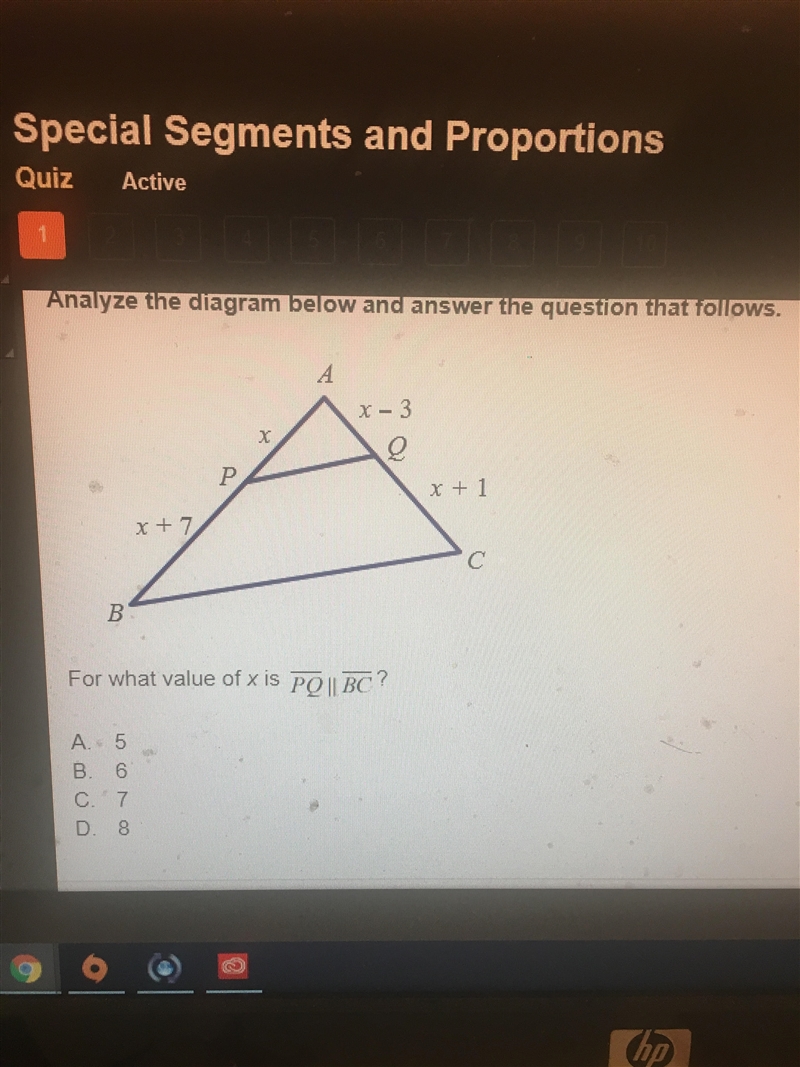 For what value of x is PQ BC pls look at picture-example-1