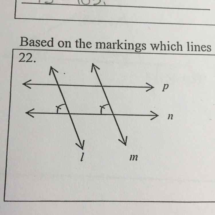 Which lines are parallel and why? (Based off the markings)-example-1