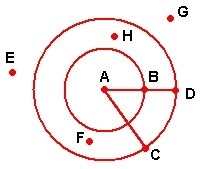 1)Given: AB = 4 AD = 6 What is the name of the radius of the larger circle? A AB AD-example-1