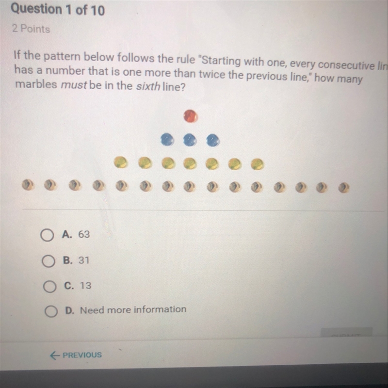 How many marbles must be in the sixth line?-example-1