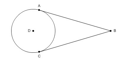 Segment AB and segment BC are tangent to circle D. Find x if AB = 5x + 11 and BC = 3x-example-1