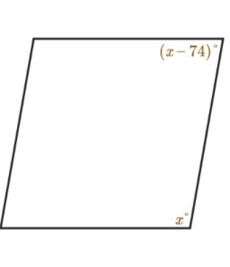 Find the value of x in the parallelogram below. A) X=82 B) X=98 C) X=115 D) X=127-example-1