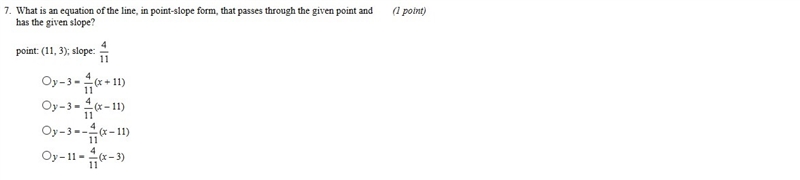 What is an equation of the line, in point-slope form, that passes through the given-example-1